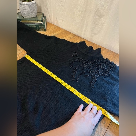 🖤 I.B. DIFFUSION – Black Beaded Turtleneck Sweater (Size M) - Picture 5 of 8